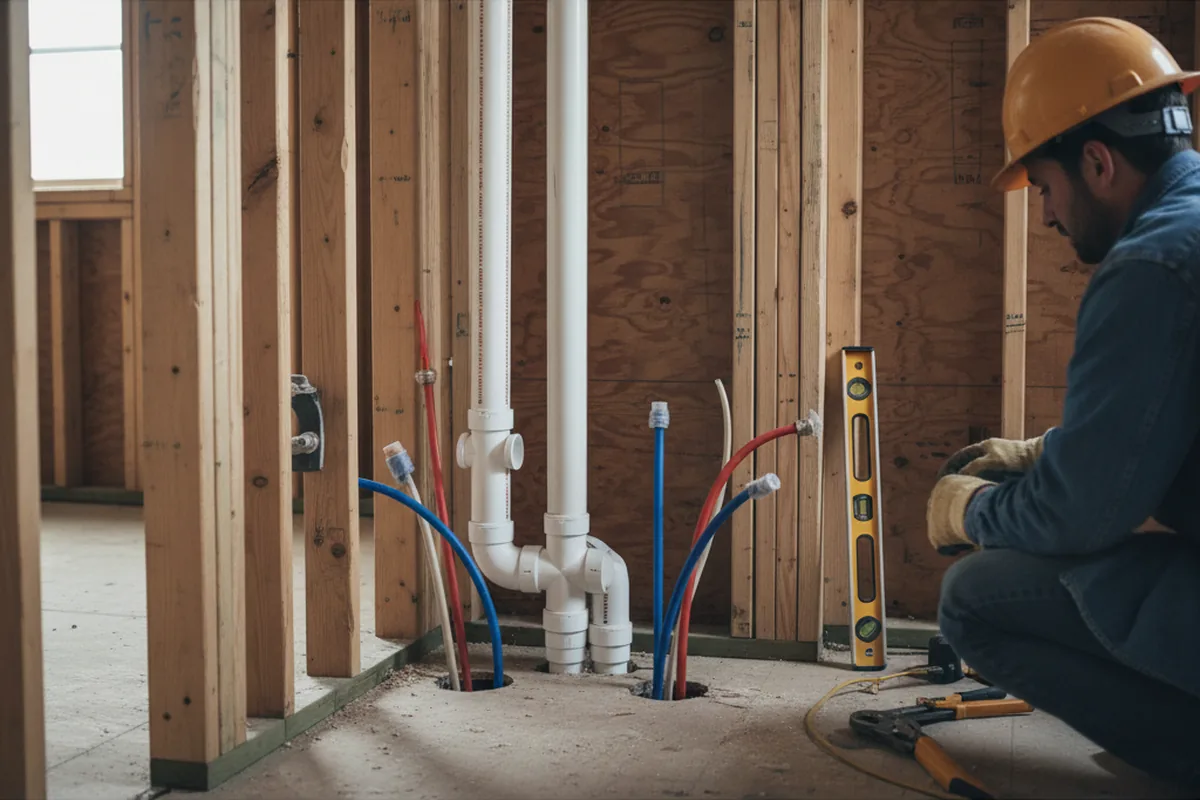 Drain and supply rough-in during Drain Cleaning in Cherry Log