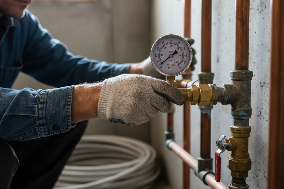 Pressure testing a repaired line during Water Line Repair in Cherry Log